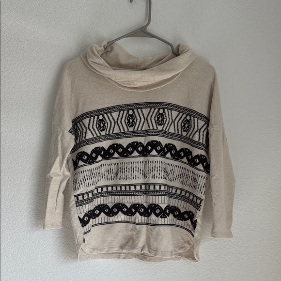 Lucky Brand Sweaters - Lucky Brand Cream and Black Cowl Neck Sweater